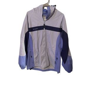 Columbia Womens purple blue Gray Full Zip Hooded Lightweight Jacket Windbreaker